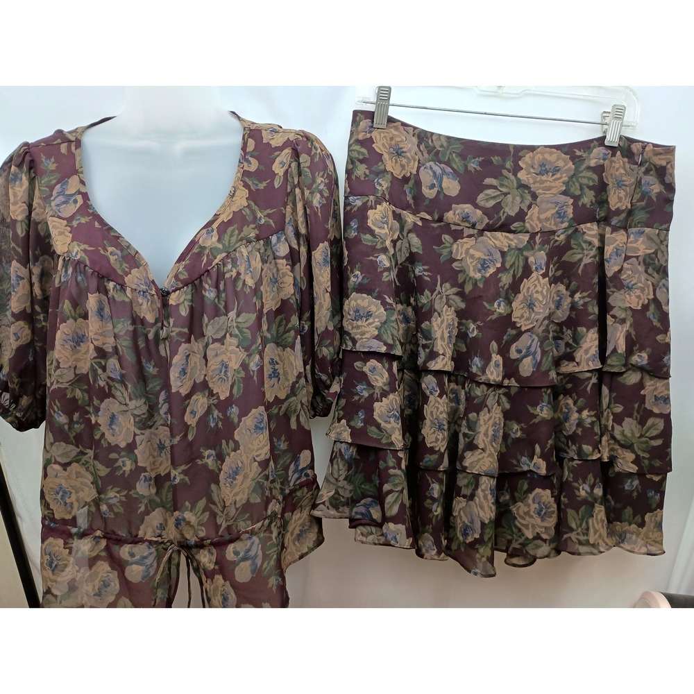 American living Ralph lauren floral top and skirt set size 8 M church equestrian